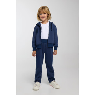 Chándal deportivo de niña afelpado chaqueta y pantalón recto marino
