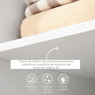 Armario Ropero Madera Móvil Armario Abierto Guardarropa con Riel 3 Estantes