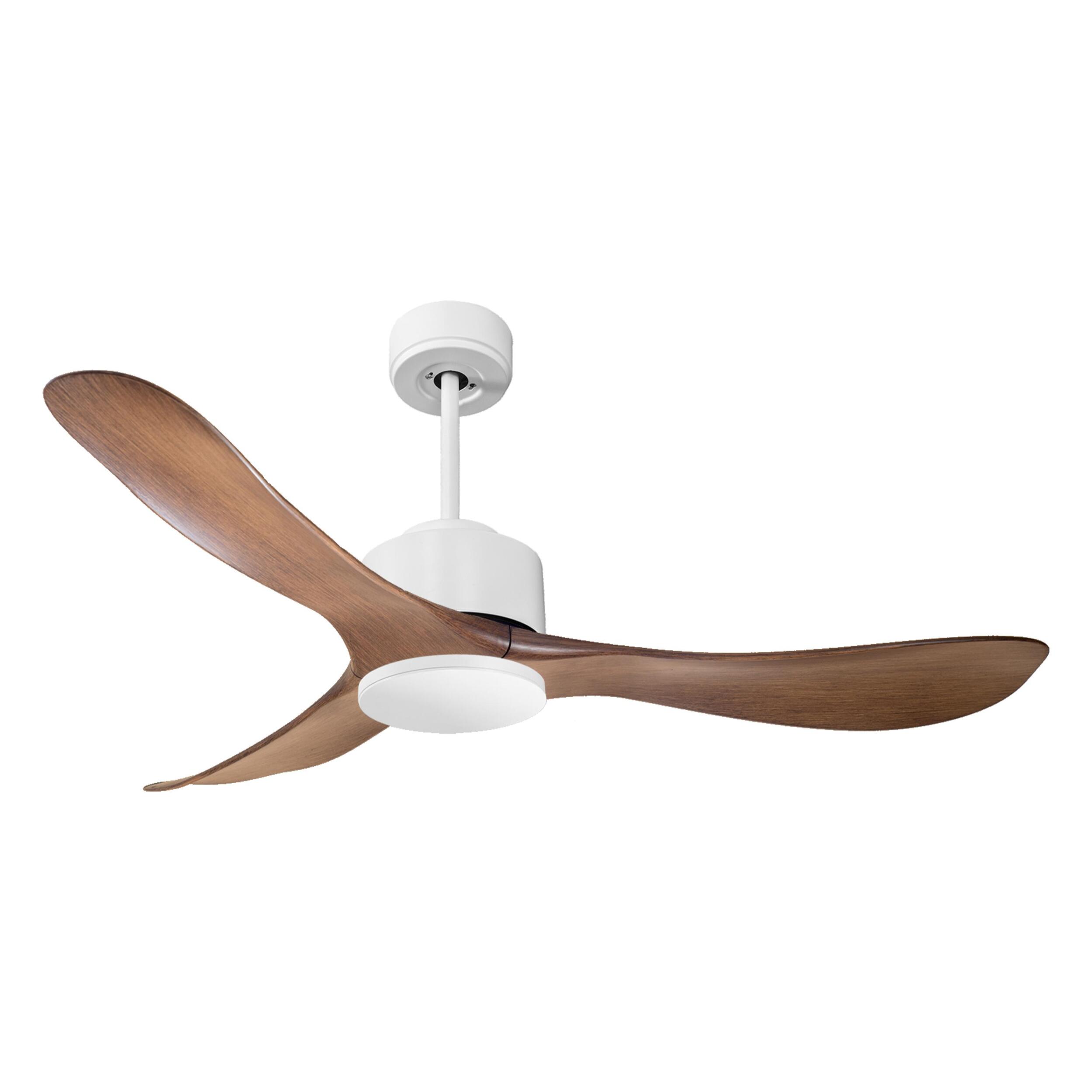 Ventilateur de plafond Réversible Lumière  Thermostat Wifi Moteur à courant continu Toits en pente Télécommande Hypersilence Mémoire Shopify Vendible (AUTOMATIQUE) 40   W Blanc