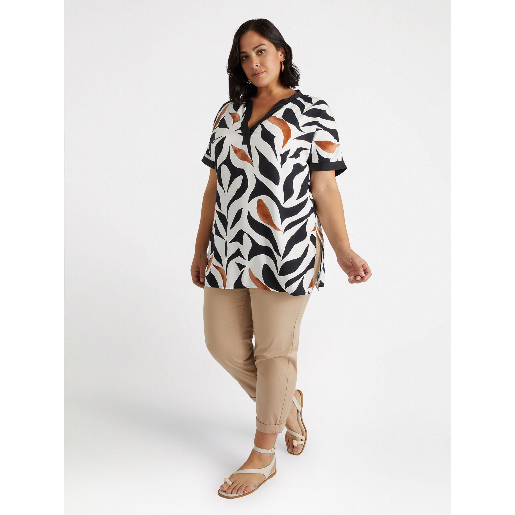 Fiorella Rubino - Blusa stampa foliage - Nero