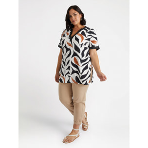 Fiorella Rubino - Blusa stampa foliage - Nero