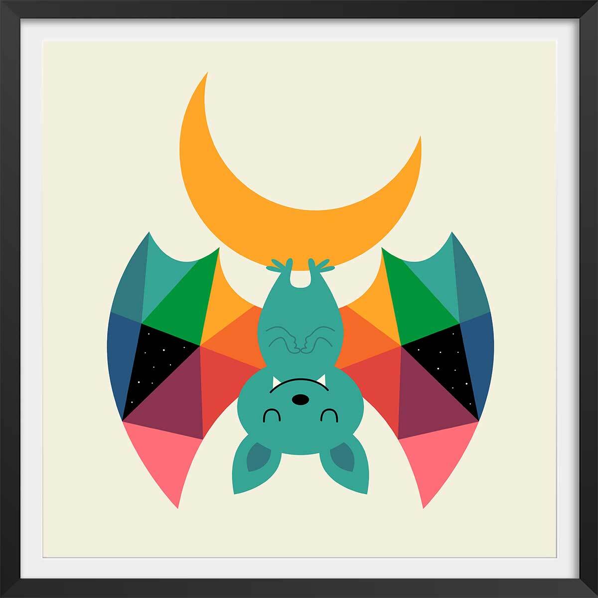 Affiche  chauve souris Affiche + cadre en bois - Noir