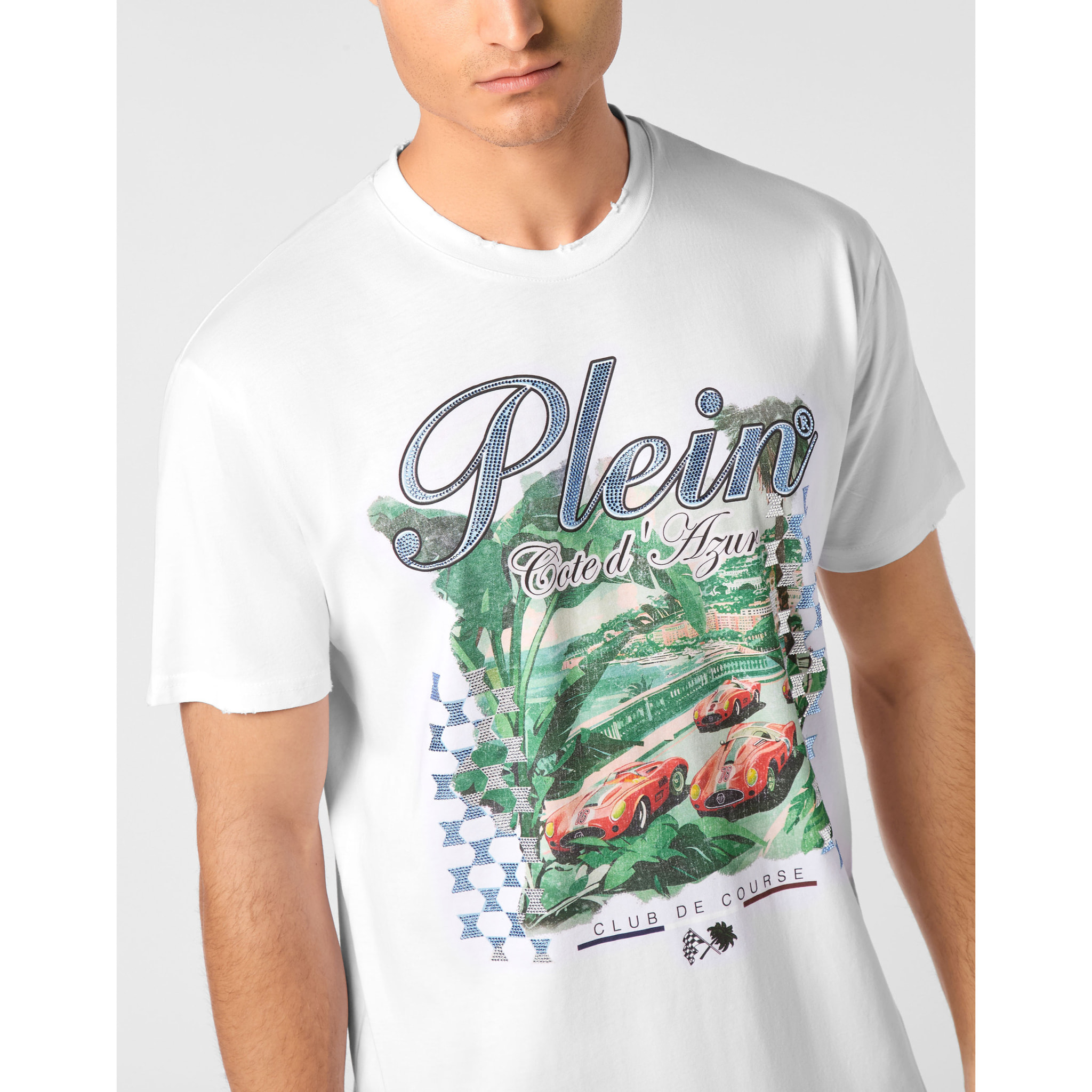 PHILIPP PLEIN Camiseta de cuello redondo y manga corta D AZUR