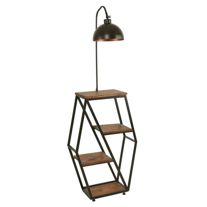 Lámpara de pie con metal pantalla redonda, negra, colección Victoria, 38x25x165, casquillo E 27 Max 60 W