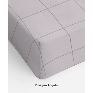 Lenzuolo Inferiore Angolare ELITE BEIGE 100% Cotone e Made in Italy a quadri moderno