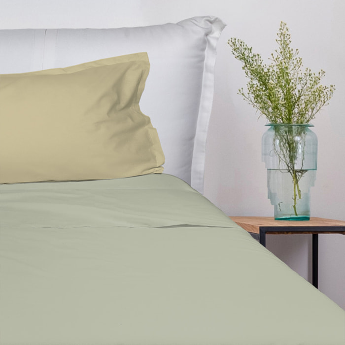 UNO CASA DESIGN Completo Letto Bice 25 Bicolor in Puro Cotone_Singolo_kiwi