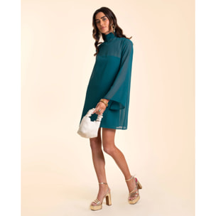 Vestido corto halter transparente