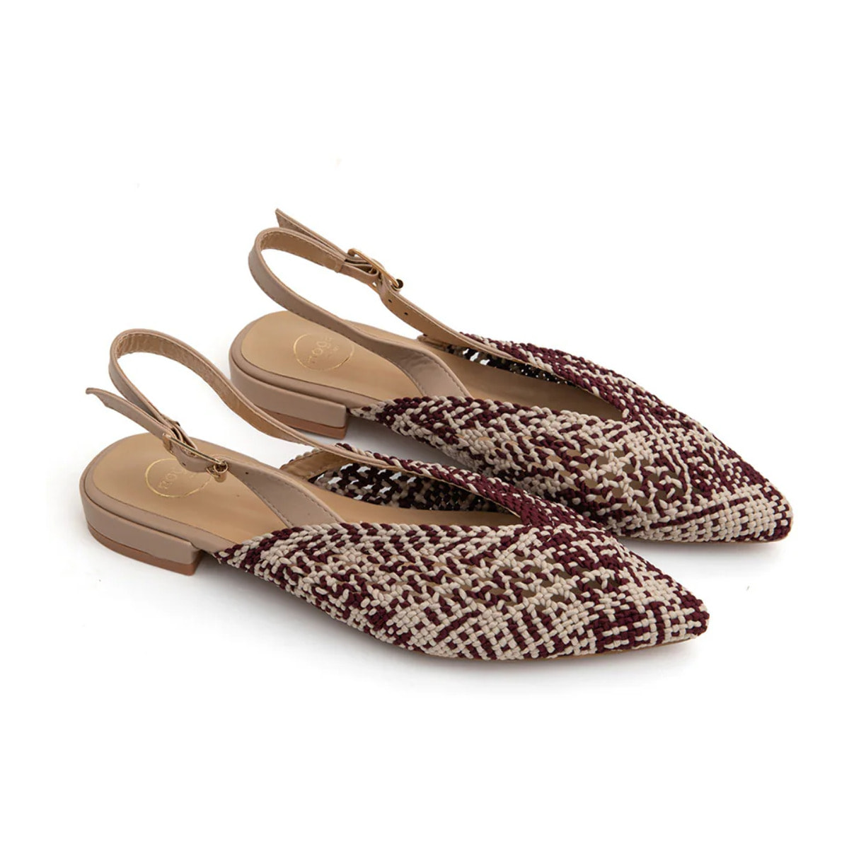 Slingback chic-fabric bicolore - BEIGE