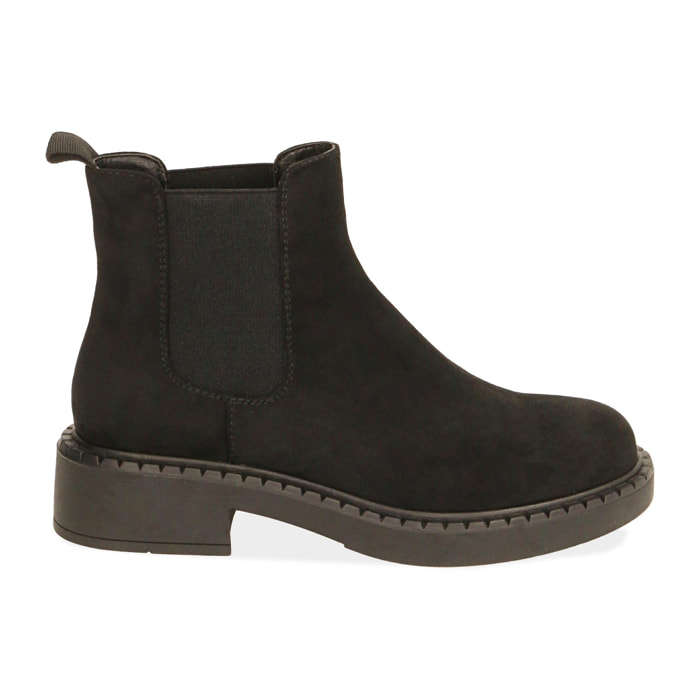 Chelsea boots neri in microfibra, tacco 4,5 cm