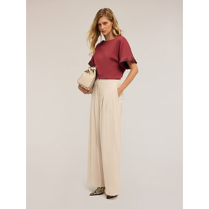 Motivi - Pantalones palazzo con detalle de pliegues - Blanco