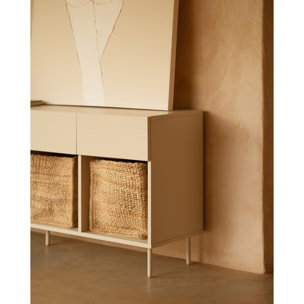 Buffet avec 4 tiroirs laqué en teinte sable de 176x40cm Hauteur: 75 Longueur: 176 Largeur: 40