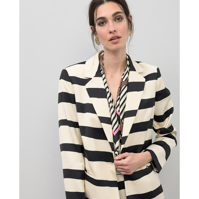 Striscia orizzontale fluida in raso americano