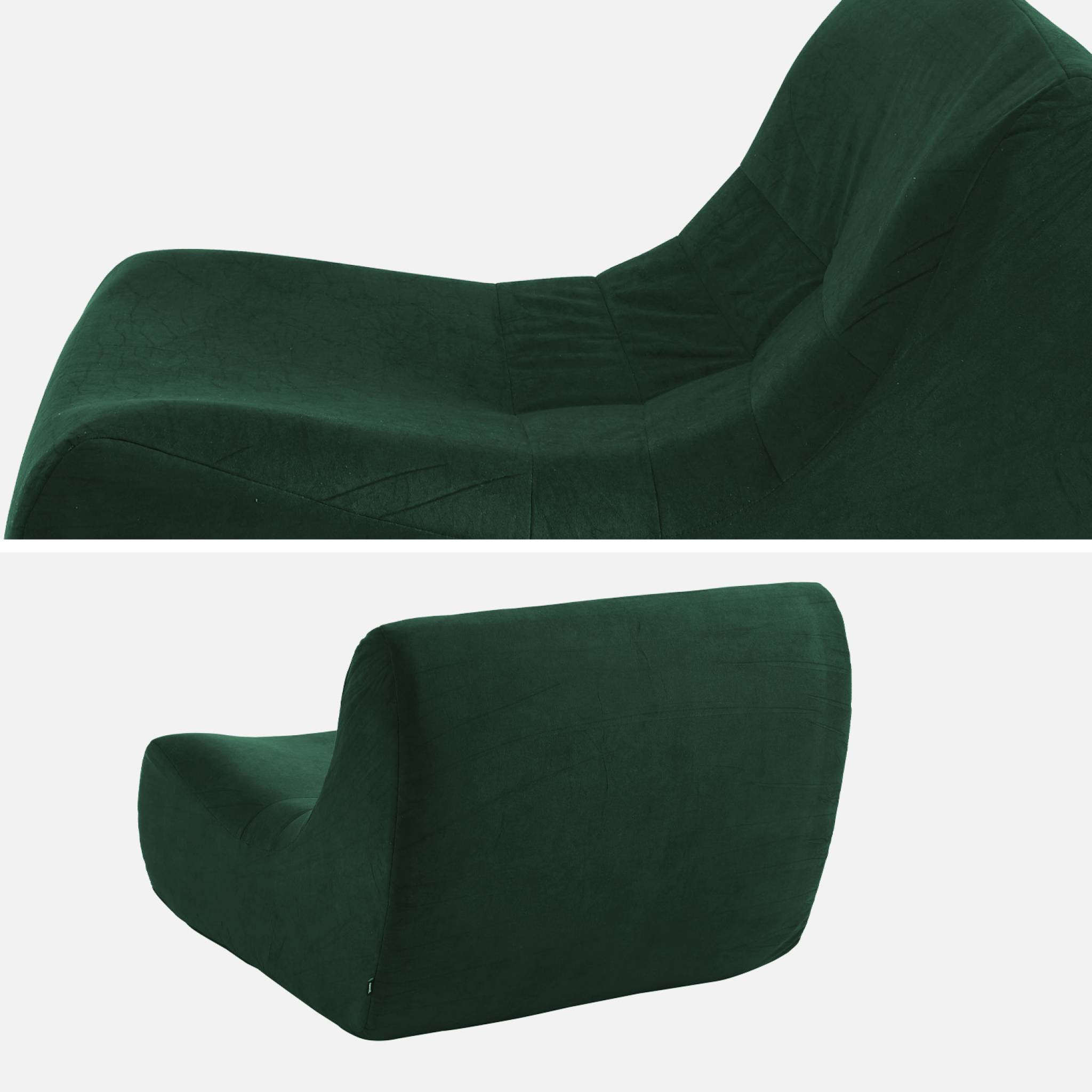 Fauteuil chauffeuse en velours style contemporain 3 places vert