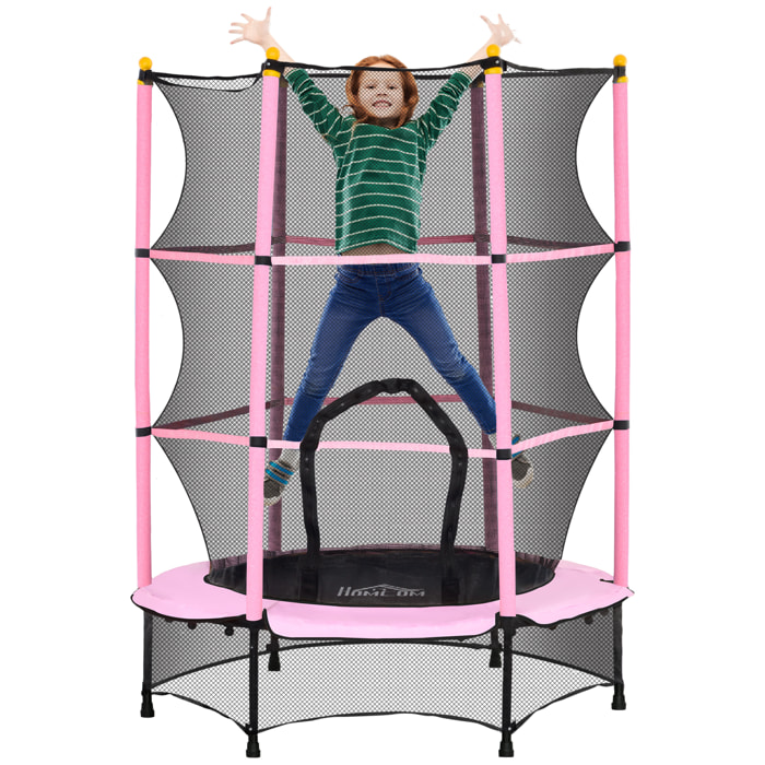 Cama Elástica Infantil Ø140x190 cm Trampolín para Niños de +3 Años con Red de Seguridad y Marco de Acero para Interior y Exterior