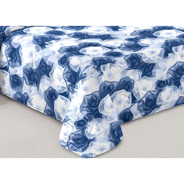 Trapunta Invernale 300gr Made in Italy Piumone Clado Linea Scaldanotti Disegno Dafne Blu