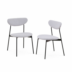 Lot de 2 chaises - Arty - scandinaves et vintage. assise et dossier gris clair. pieds en acier
