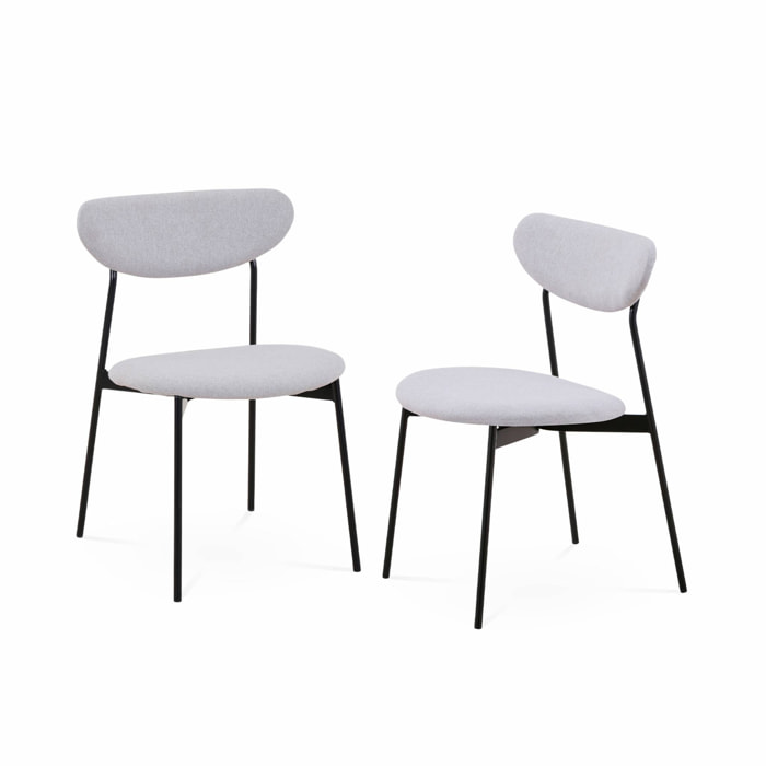 Lot de 2 chaises - Arty - scandinaves et vintage. assise et dossier gris clair. pieds en acier