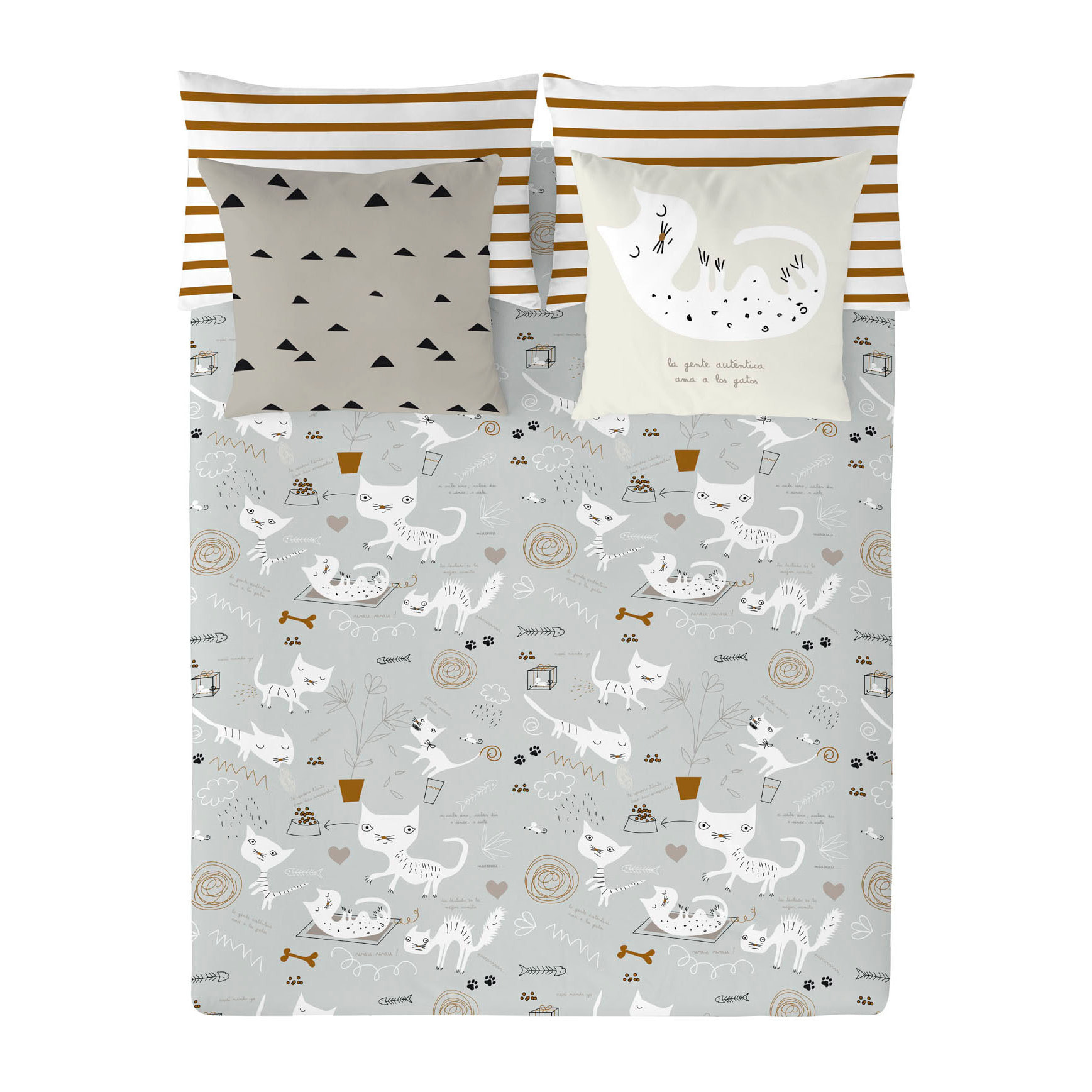 Panzup - Funda Nórdica Estampada - Reversible - Cierre Solapa - 100% Algodón - Incluye 1/2 Fundas de Almohada - Gatos 3