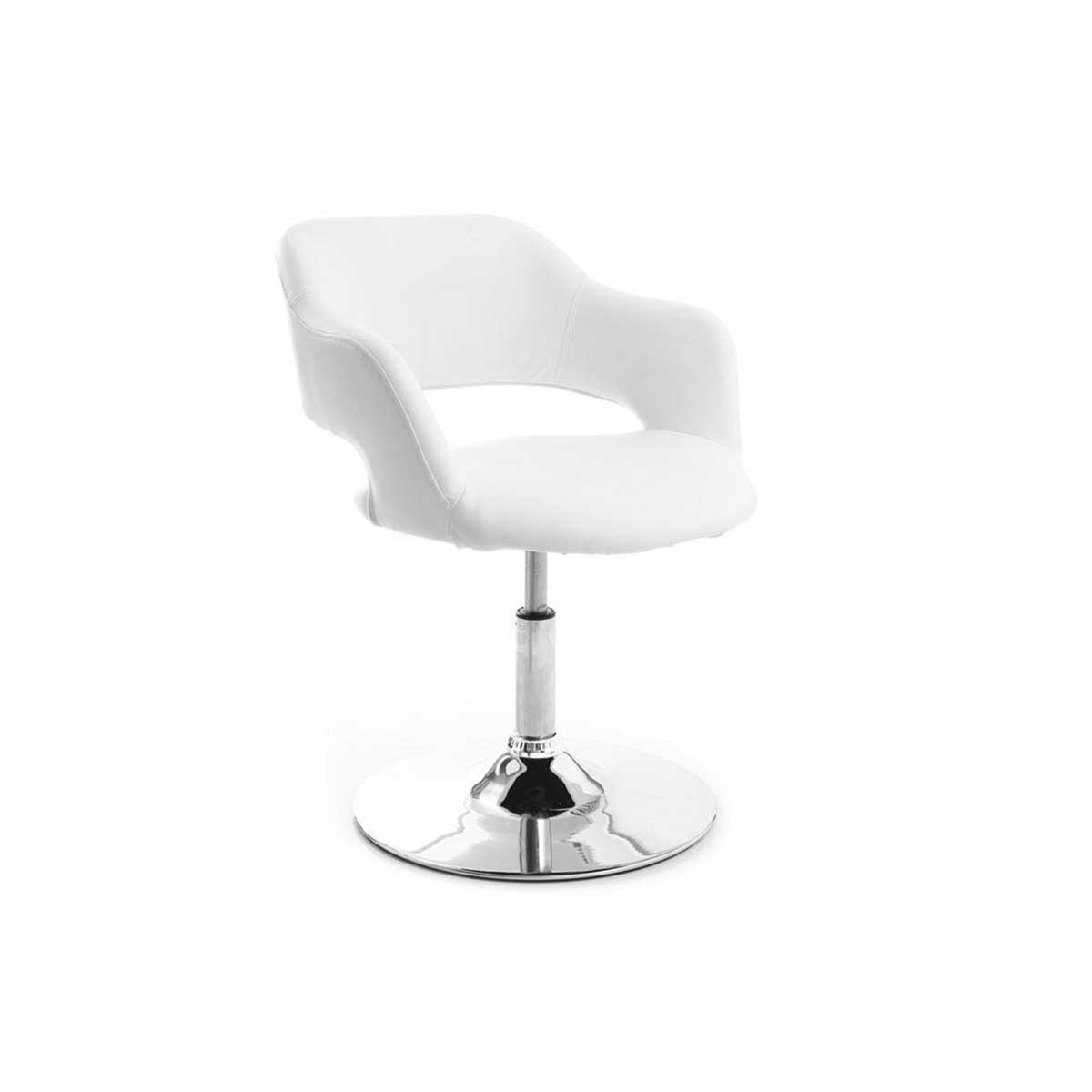 Fauteuil pivotant design blanc et acier chromé JESSY