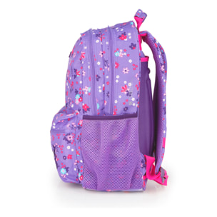 Mochila adaptable a carro Gabol VIOLET con flores y resistente al agua