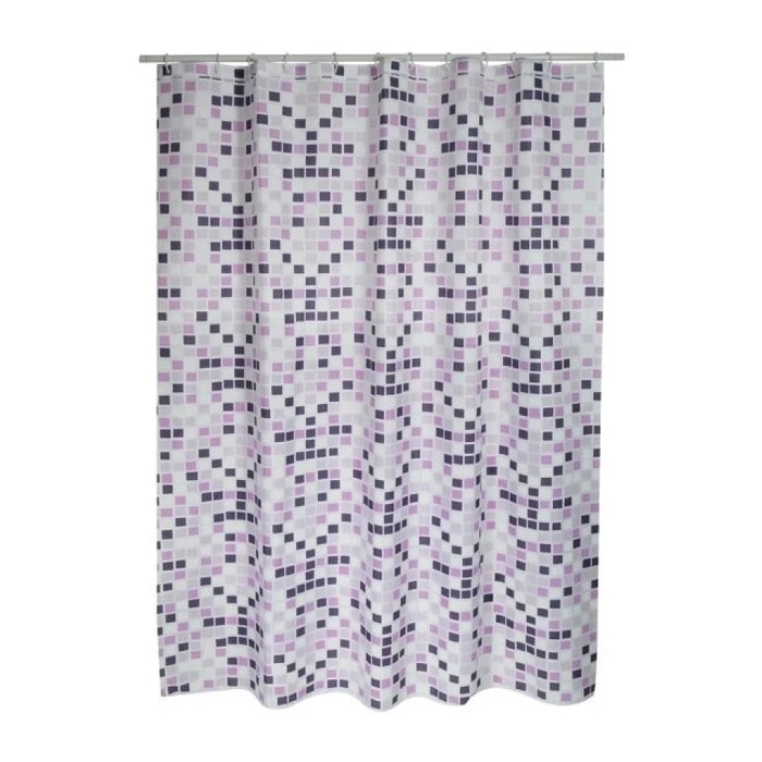 Rideau de douche Polyester MOSAIKO 180x200cm QUALITE PREMIUM Violet - Anneaux inclus MSV