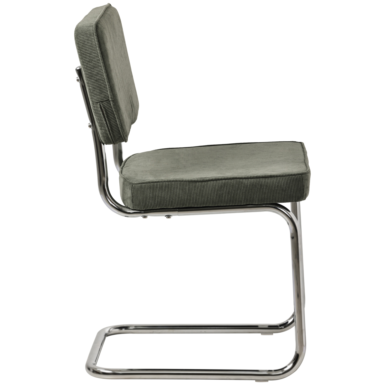Lot de 2 chaises cantilever en velours côtelé vert kaki MARIA