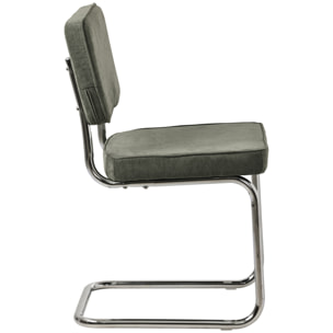 Lot de 2 chaises cantilever en velours côtelé vert kaki MARIA