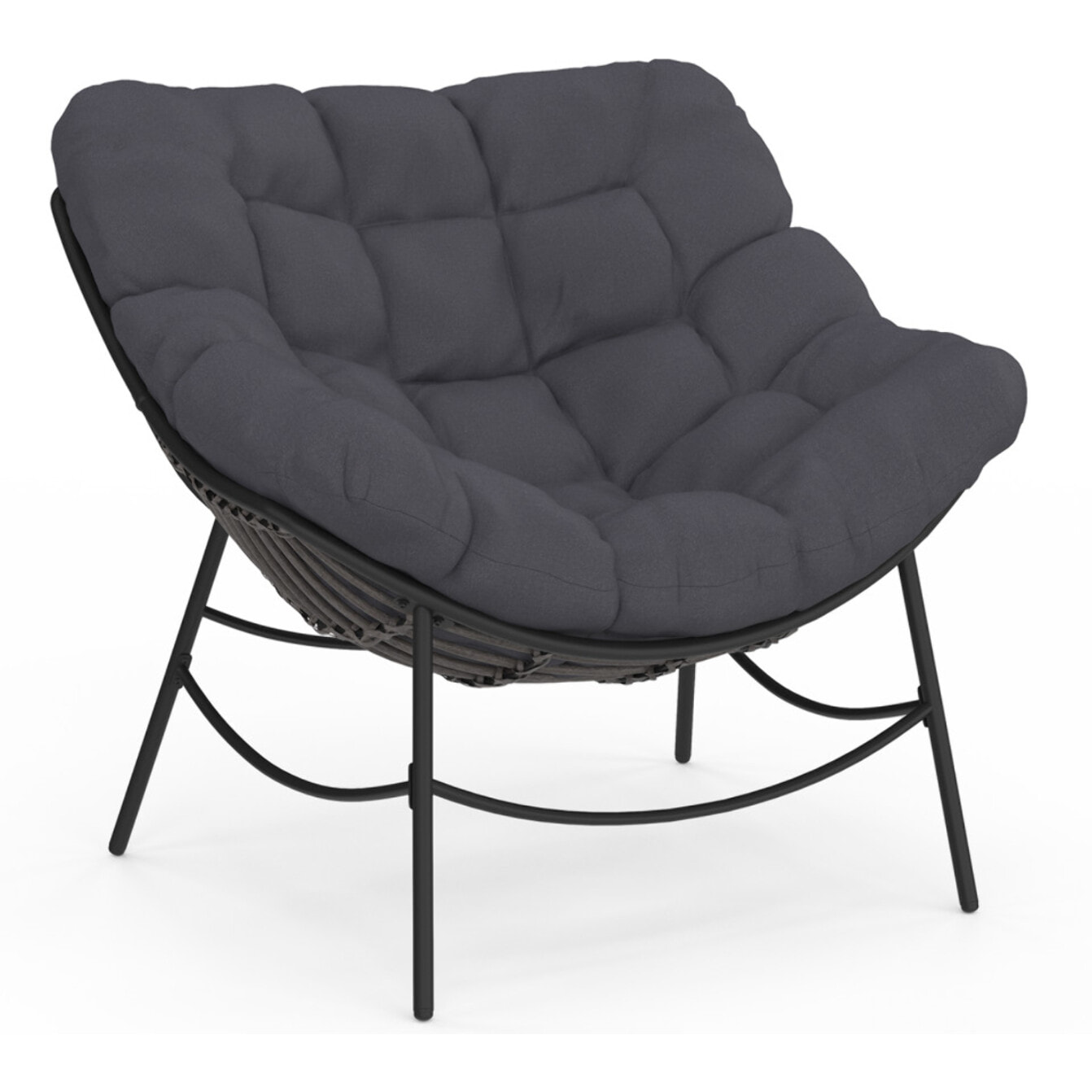 Fauteuil de jardin Lois rotin et coussin gris