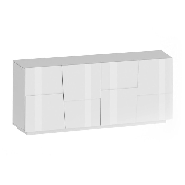 Credenza Ddambrosi, Buffet da soggiorno, Madia da salotto moderna con 4 ante, 200x44h86 cm, Bianco lucido