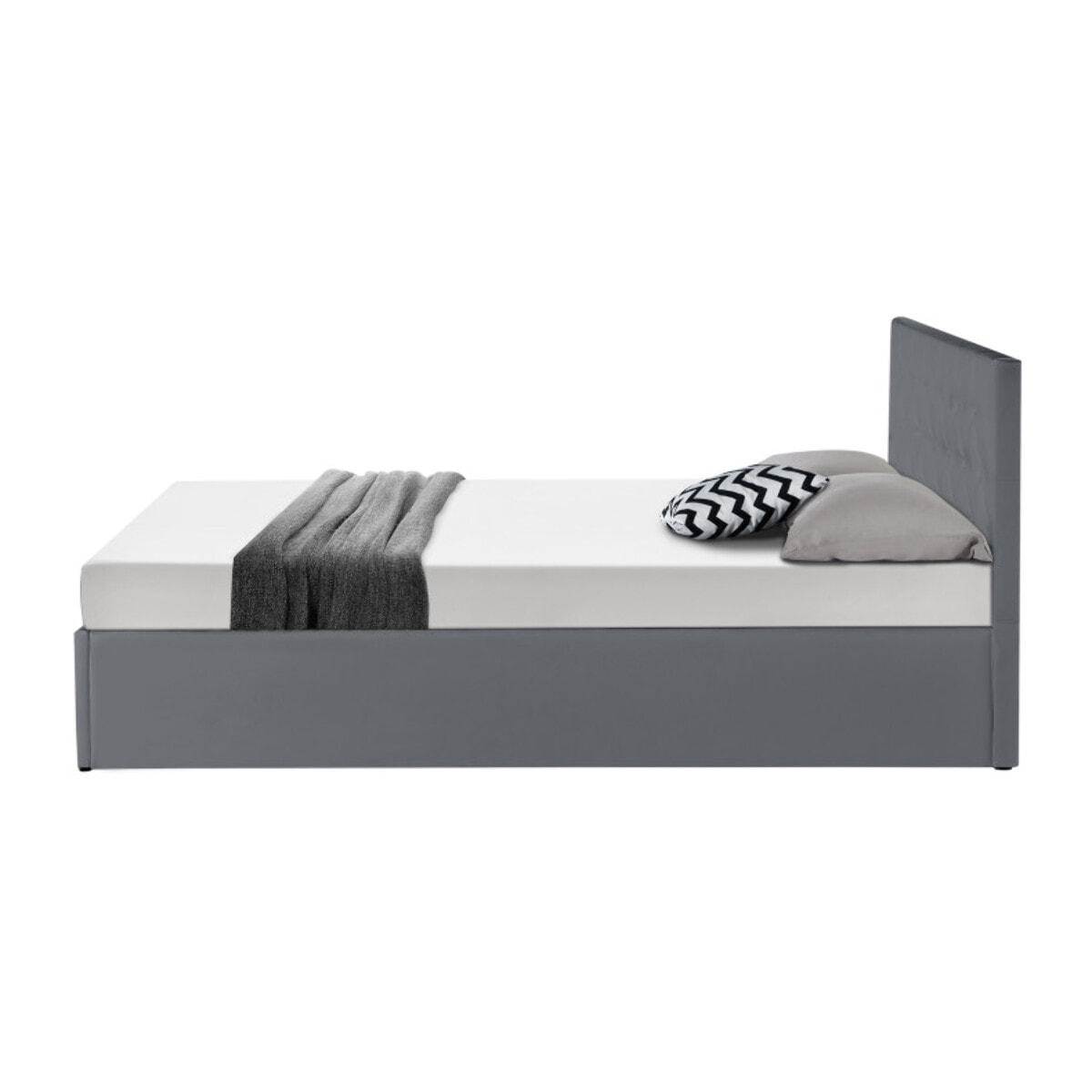 Lit coffre Hannah PVC avec sommier - Gris