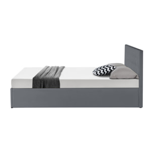 Lit coffre Hannah PVC avec sommier - Gris