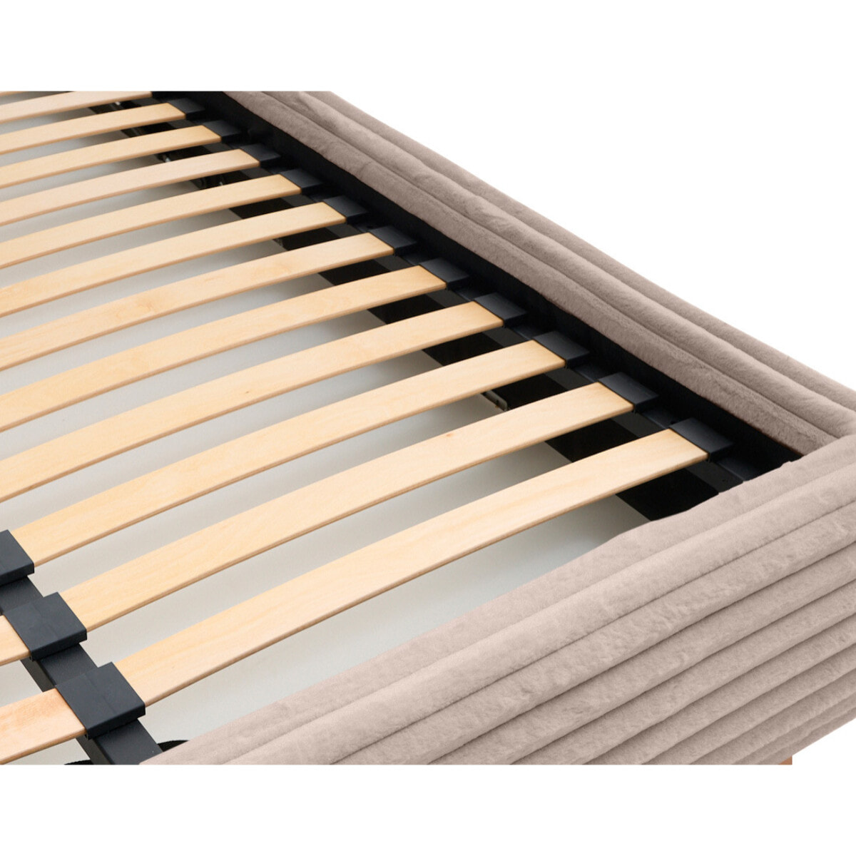 Cristal - lit coffre - 140x200 - sommier inclus - fausse fourrure côtelée - Taupe