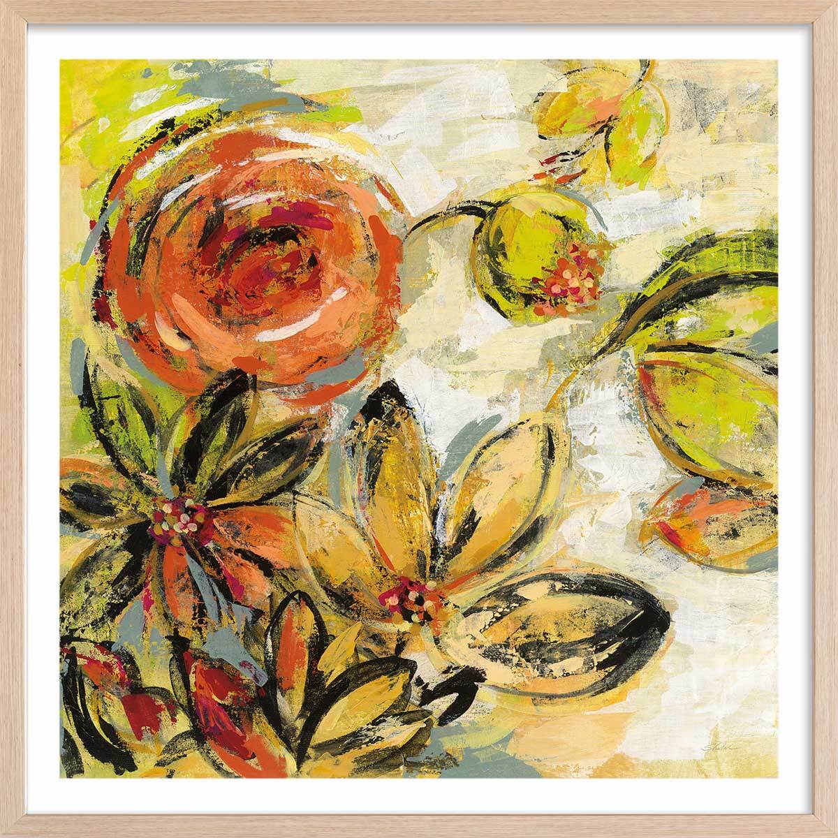 Poster sunny flower Affiche sous cadre bois