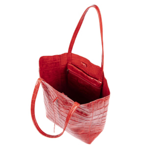 Sefora Bolso Shopper Mujer.Piel auténtica Gamuza Grabado Cocodrilo Grande