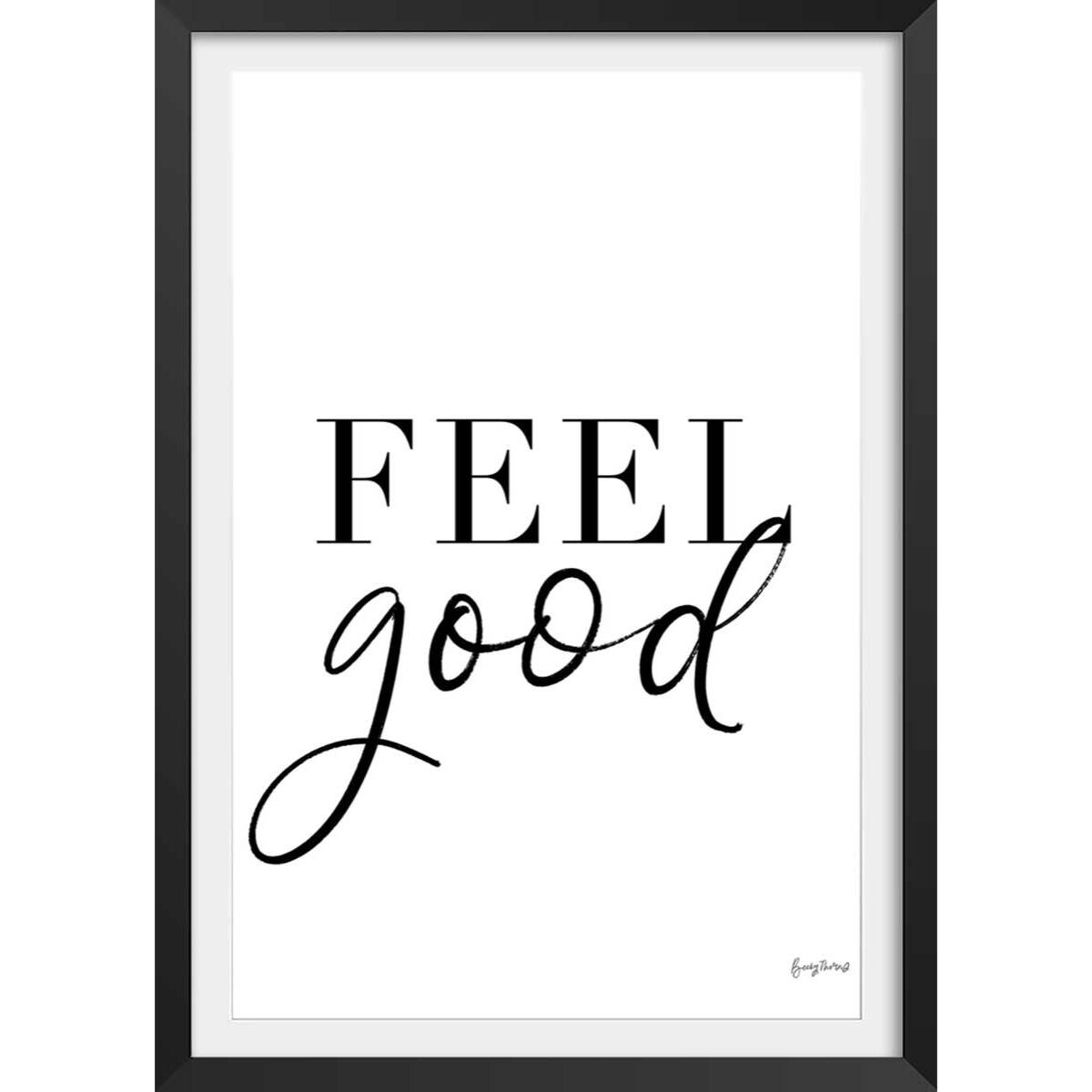 Poster feel good Affiche + cadre en bois - Noir