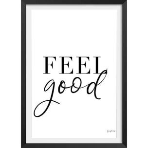 Poster feel good Affiche + cadre en bois - Noir