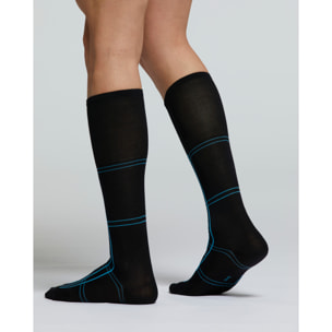 CALZA LUNGA COTONE AMARANTO MOTIVO A RIGHE