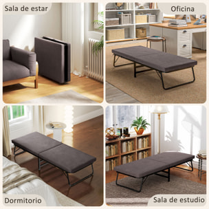 Cama Plegable 70x180 cm con Colchón de Espuma Mueble Cama Plegable con Respaldo Ajustable en 5 Posiciones y Ruedas Cama de Invitados Carga 120 kg