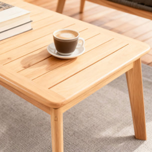 EMILIO Salon de jardin 4 places en bois avec 2 tables gris anthracite et bois