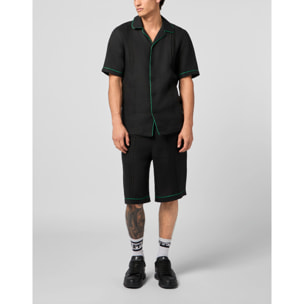 PHILIPP PLEIN Linen Drawstring Shorts Plein Tennis