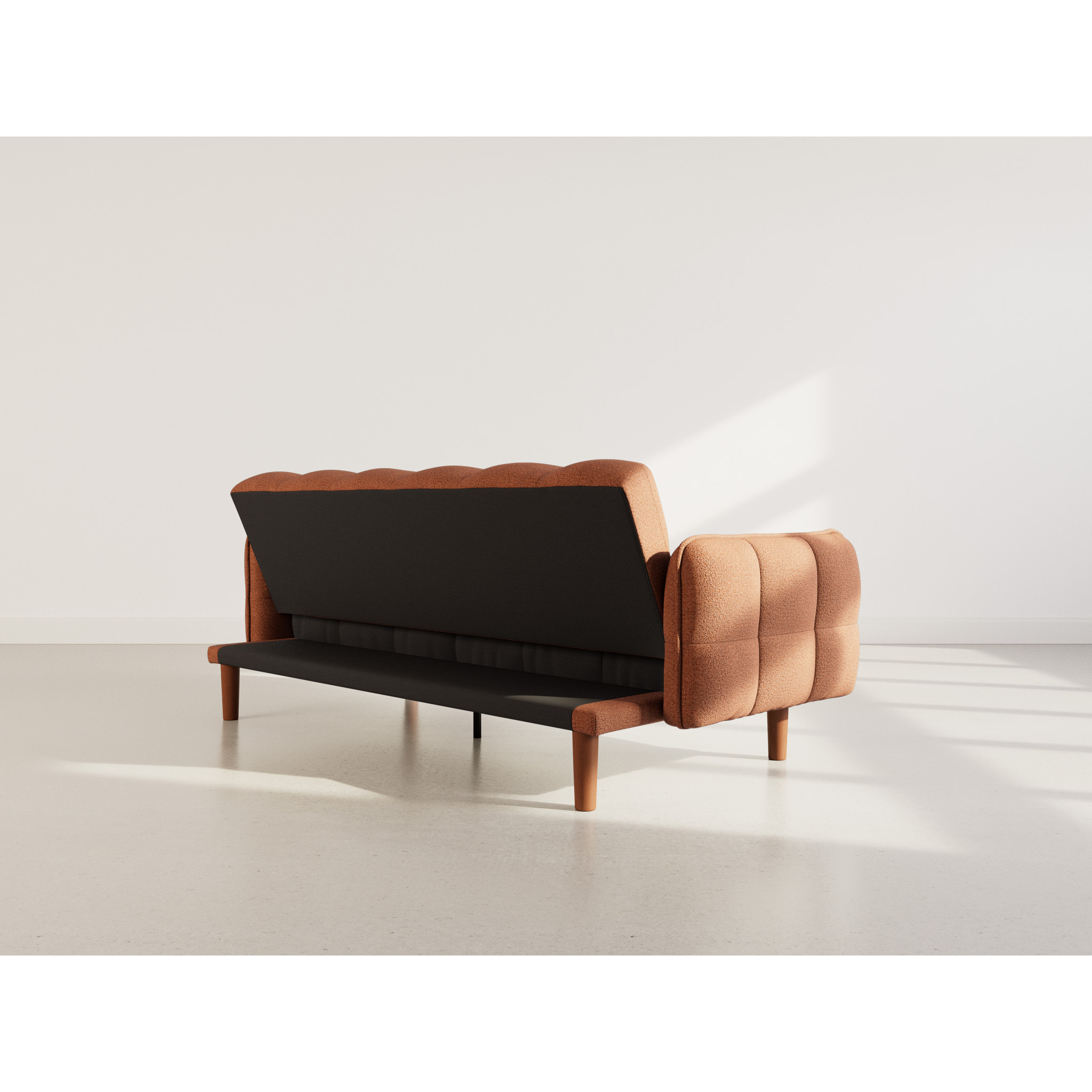 Adam - Canapé convertible clic-clac 2 places en tissu texturé - Terracotta