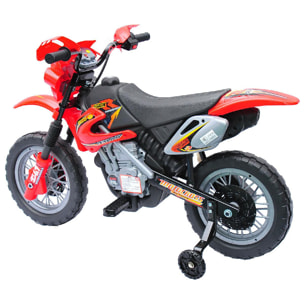 Moto cross électrique enfant 3 à 6 ans 6 V phares klaxon musiques 102 x 53 x 66 cm rouge et noir