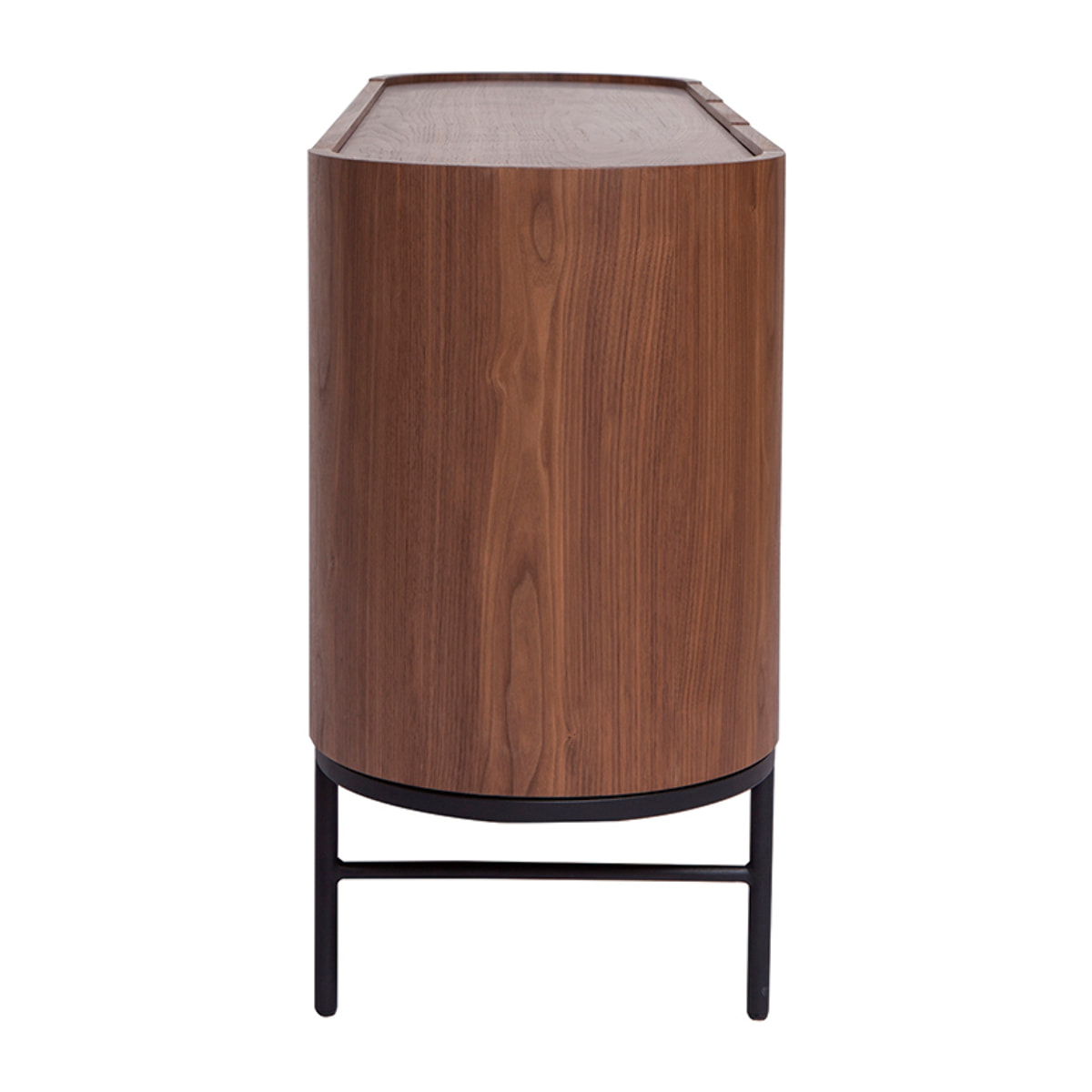 Buffet design bois foncé noyer et métal noir 3 portes L160 cm SKYE