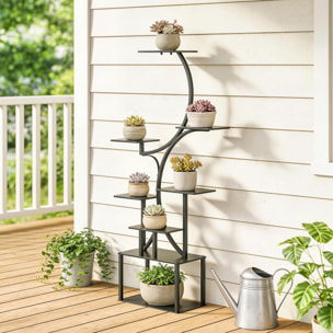 Étagère à fleurs en métal à 8 niveaux noir