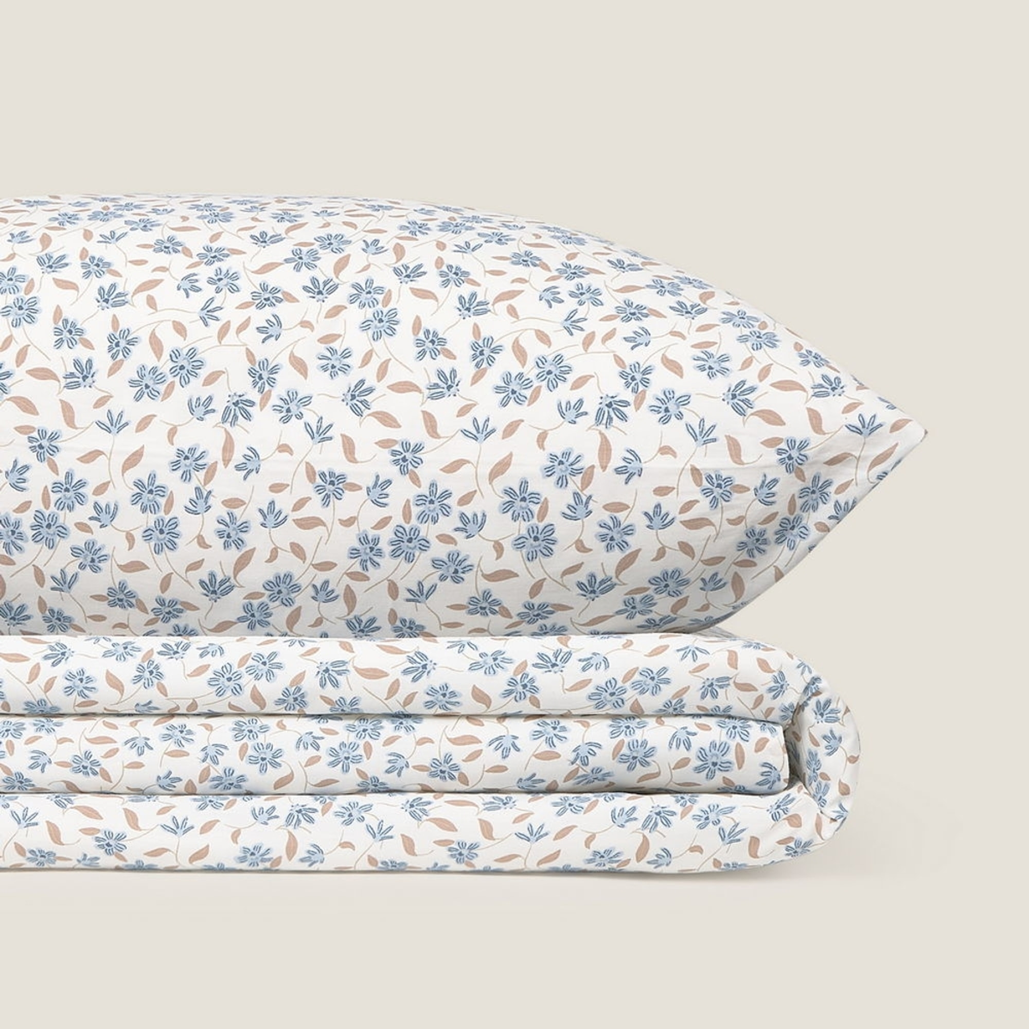 Sábana de algodón 180 hilos flores Resplena color azul 100% Algodón percal