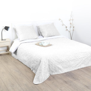 Dessus de lit 2 taies "Arabesque" blanc ivoire 260x240cm