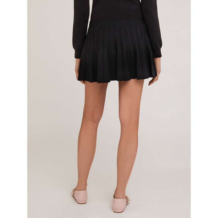 Motivi - Falda corta de punto plisada - Negro