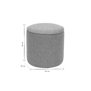 Pouf rond en tissu gris clair D40 cm PAUL