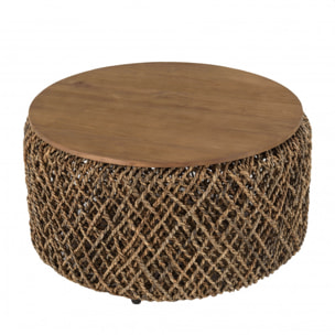 SIXTINE - Table basse ronde 70x70cm en tissage de fibre de cocotier