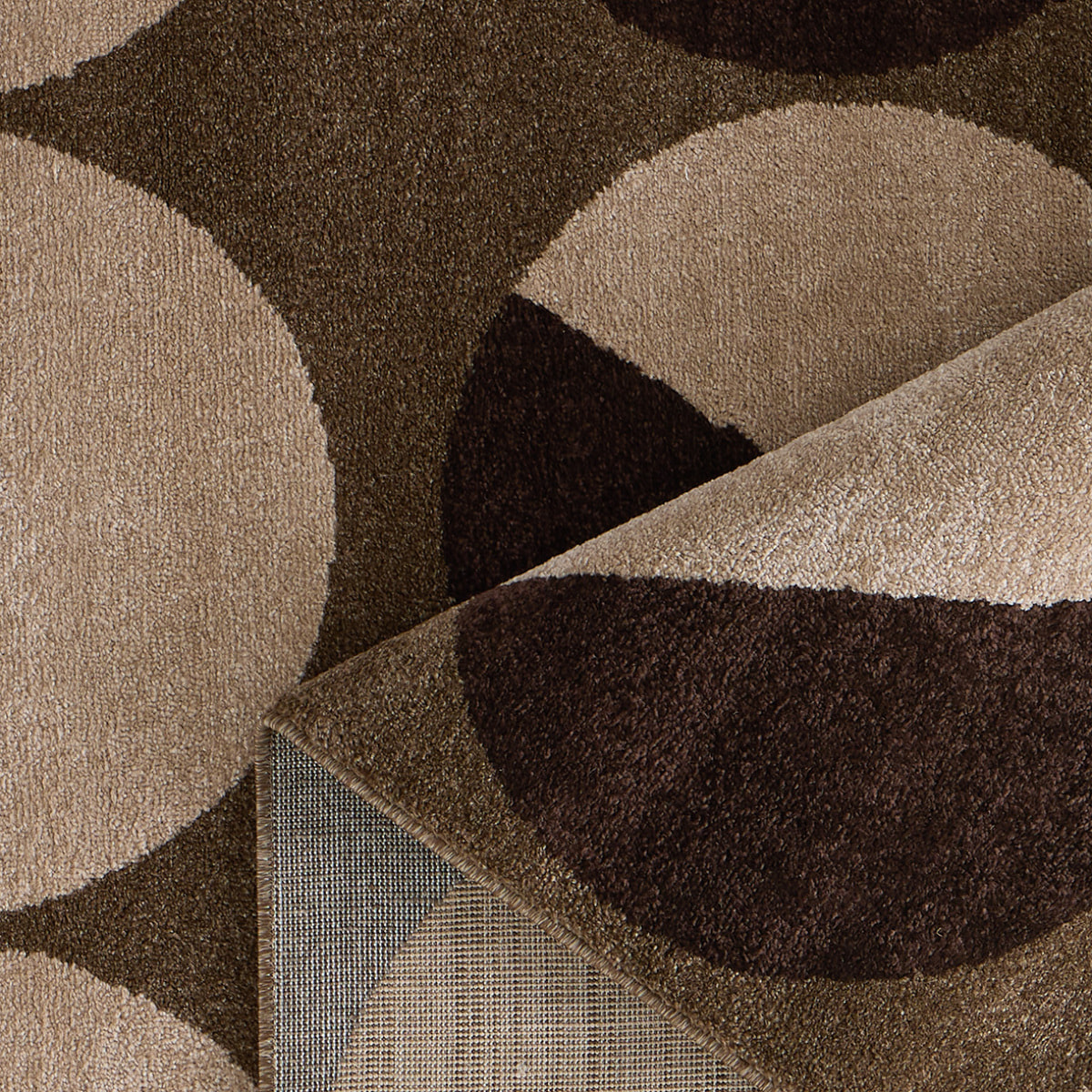 SANTAL - Tapis de salon marron à motif géométrique